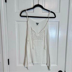 Aerie | Gauzy White Embroidered Tank-Top, White, Size XXL - EUC